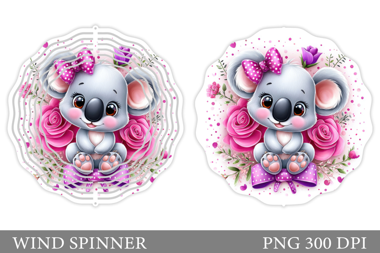 Cute Koala Wind Spinner. Koala Flowers Wind Spinner Design
