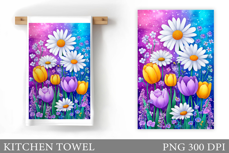 Flowers Kitchen Towel. Floral Kitchen Towel Sublimation