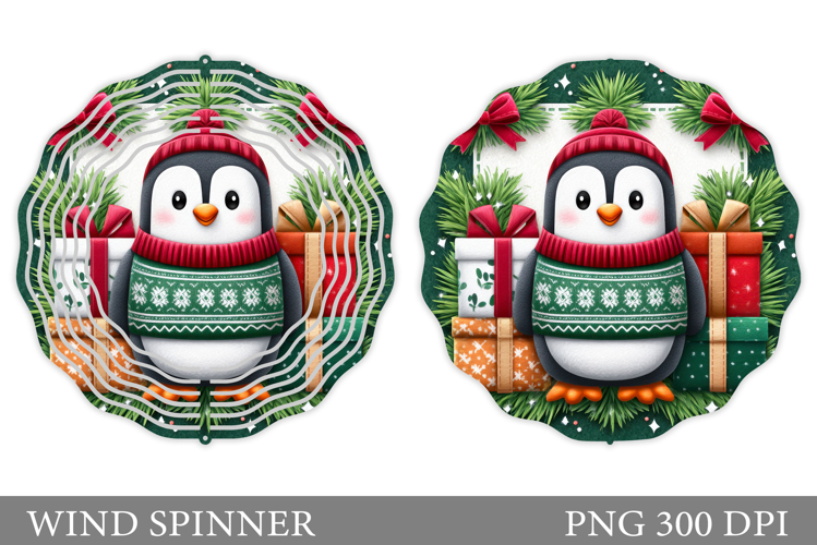 Cute Penguin Wind Spinner. Christmas Wind Spinner Design
