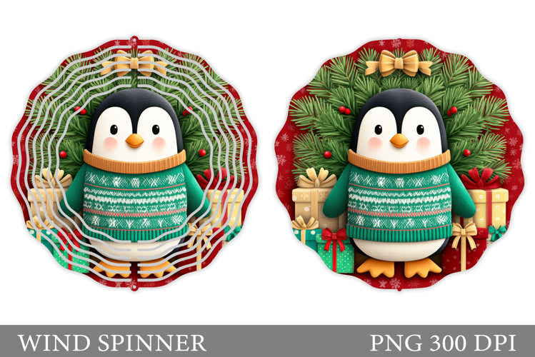 Cute Penguin Wind Spinner. Christmas Wind Spinner Design