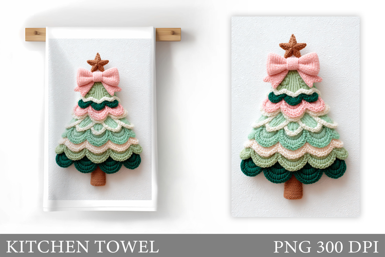 Crochet Christmas Tree Kitchen Towel Sublimation