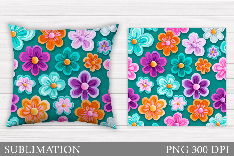 Daisy Flowers Pillow Sublimation. Flowers Pillow Design
