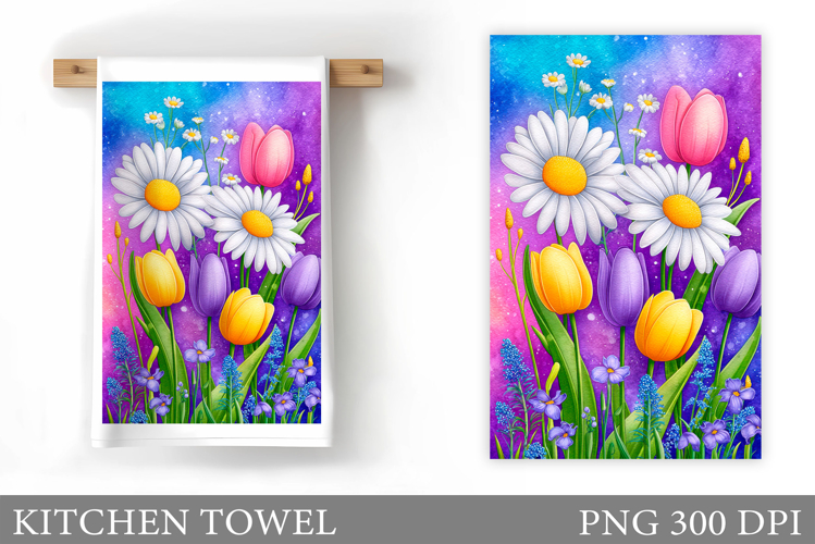 Flowers Kitchen Towel. Floral Kitchen Towel Sublimation