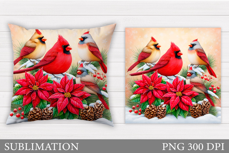 Christmas Bird Pillow Design. Christmas Pillow Sublimation