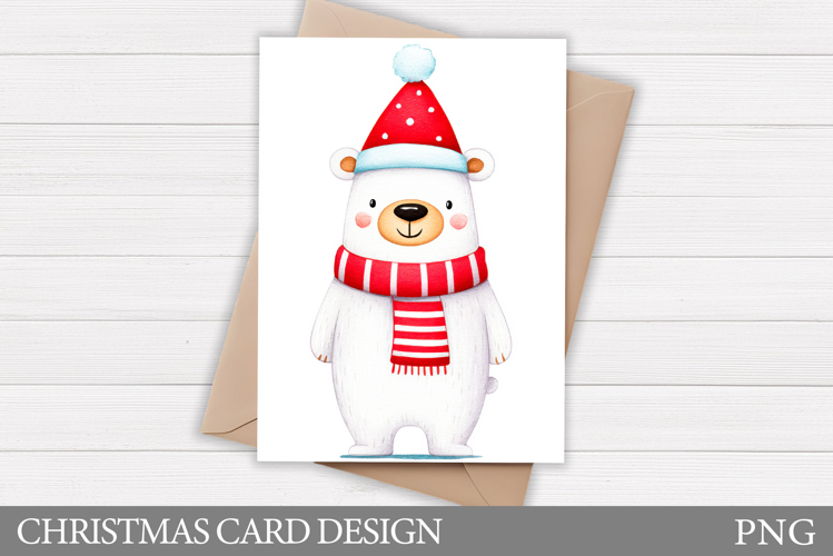 Polar Bear Card Design. Christmas Card Printable