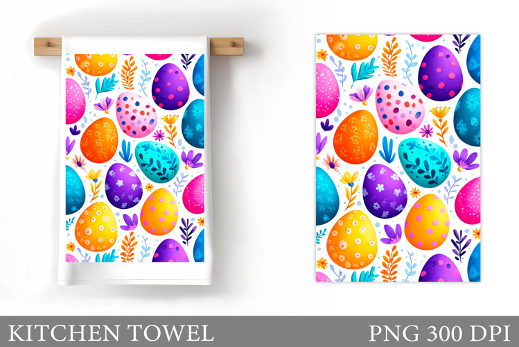Easter Eggs Kitchen Towel. Easter Kitchen Towel Design