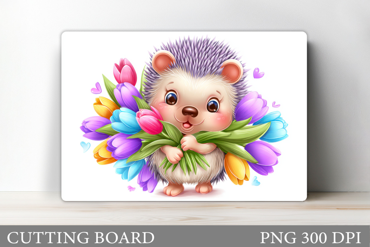 Hedgehog Cutting Board Design. Cute Hedgehog Sublimation