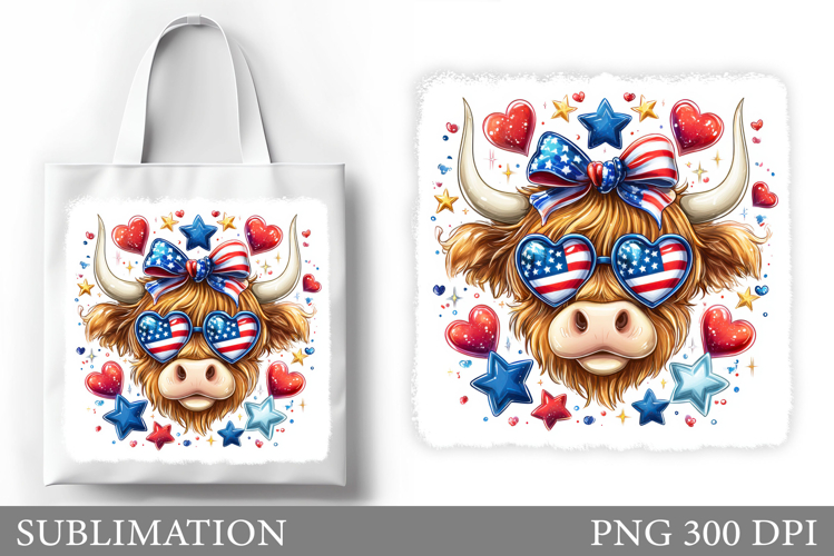 Patriotic Cow Tote Bag Design. Patriotic Cow Sublimation