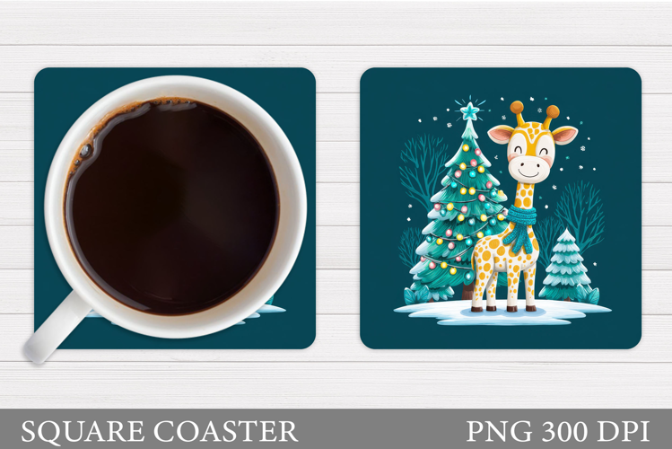 Christmas Giraffe Coaster. Christmas Coaster Sublimation