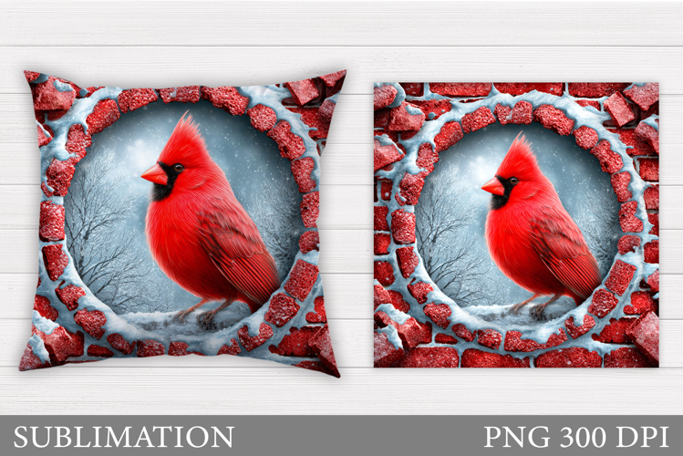 Cardinal Pillow Design. Christmas Pillow Sublimation