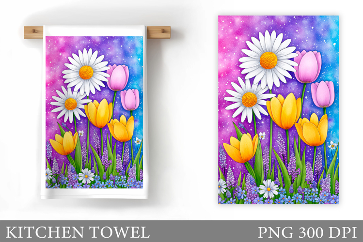 Wildflowers Kitchen Towel. Flowers Kitchen Towel Sublimation