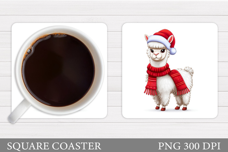 Christmas Lama Coaster Design. Christmas Coaster Sublimation