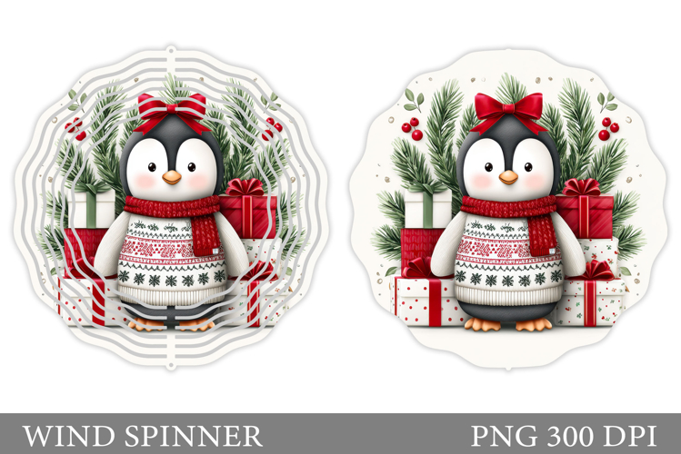 Cute Penguin Wind Spinner. Christmas Wind Spinner Design