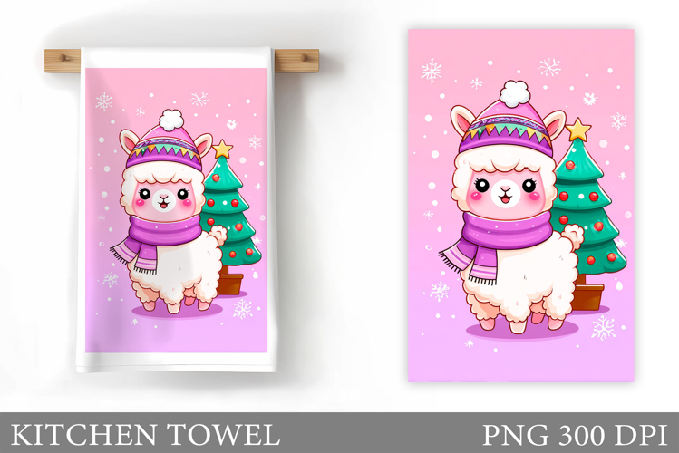 Christmas Lama Kitchen Towel. Christmas Kitchen Towel Design