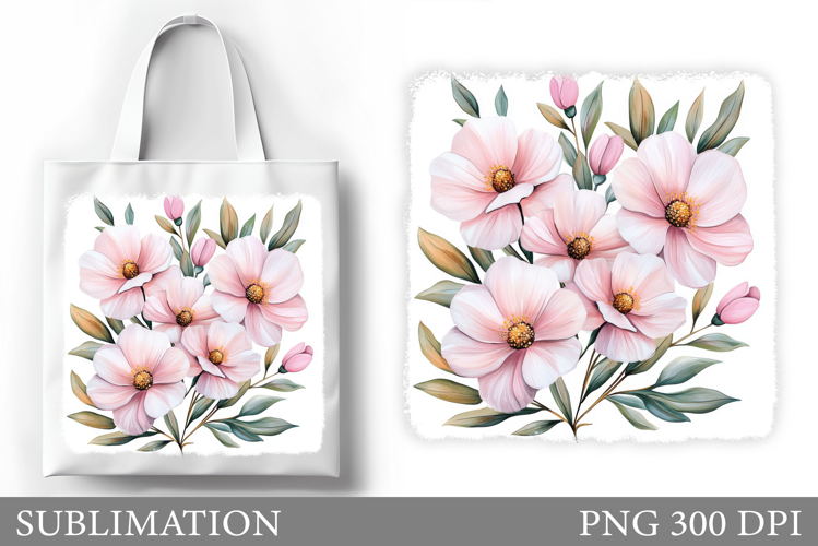 Flowers Tote Bag Design. Floral Tote Bag Sublimation