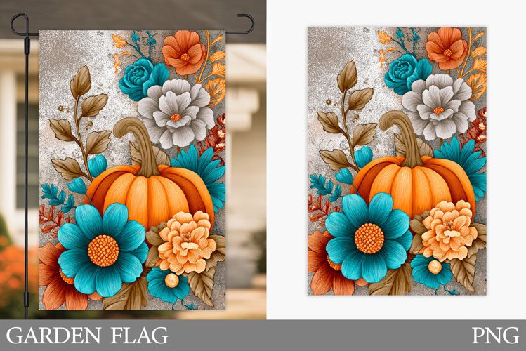 Pumpkin Garden Flag Design. Pumpkin Sublimation example image 1