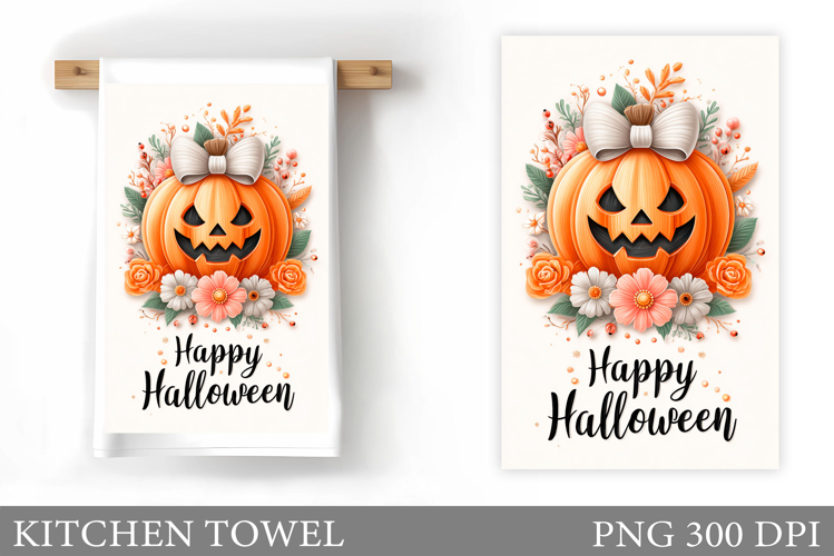 Halloween Pumpkin Kitchen Towel. Halloween Sublimation example image 1