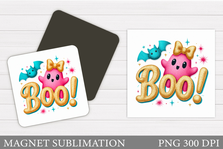 Boo Magnet Design. Cute Ghost Magnet Sublimation