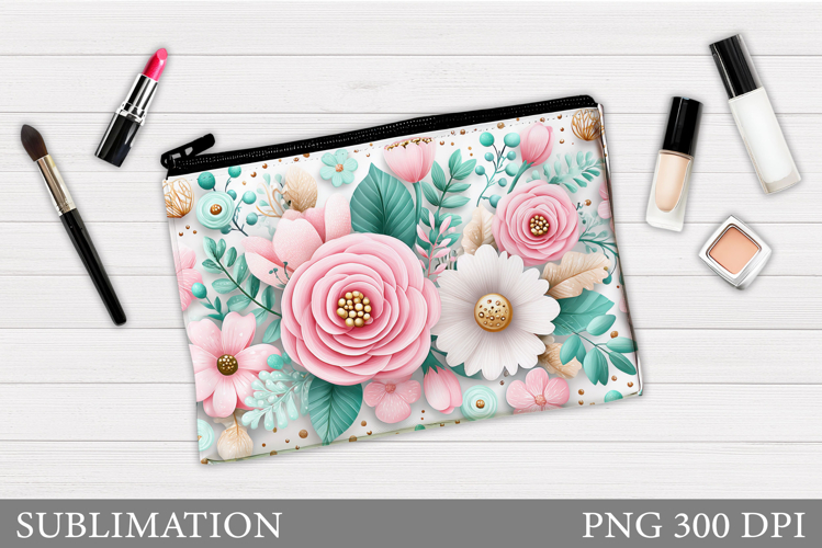 Flowers Makeup Bag Design. Flowers Makeup Pouch Sublimation example image 1