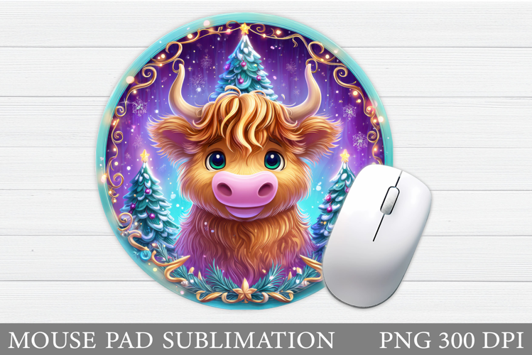 Christmas Cow Mouse Pad. Christmas Mouse Pad Sublimation