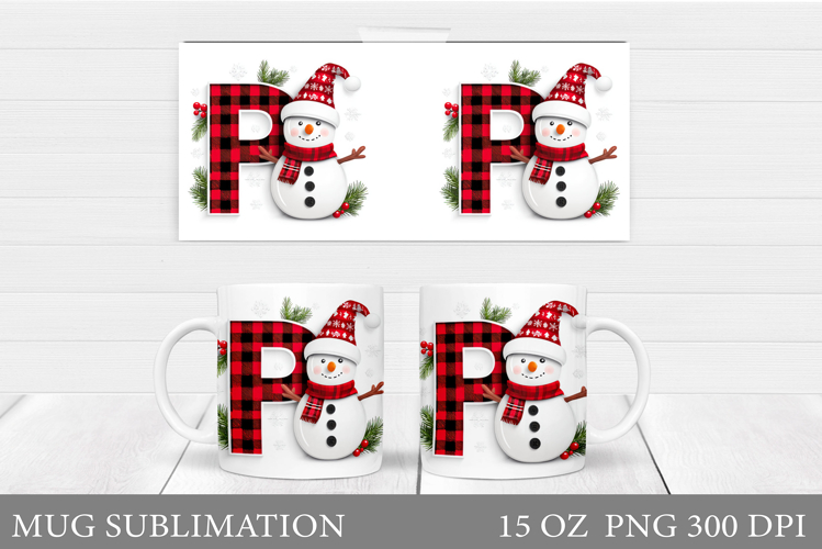 Christmas Letter P Sublimation. Christmas Mug Design