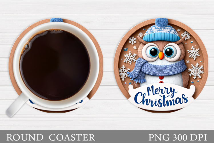 Christmas Owl Coaster Design. Christmas Coaster Sublimation