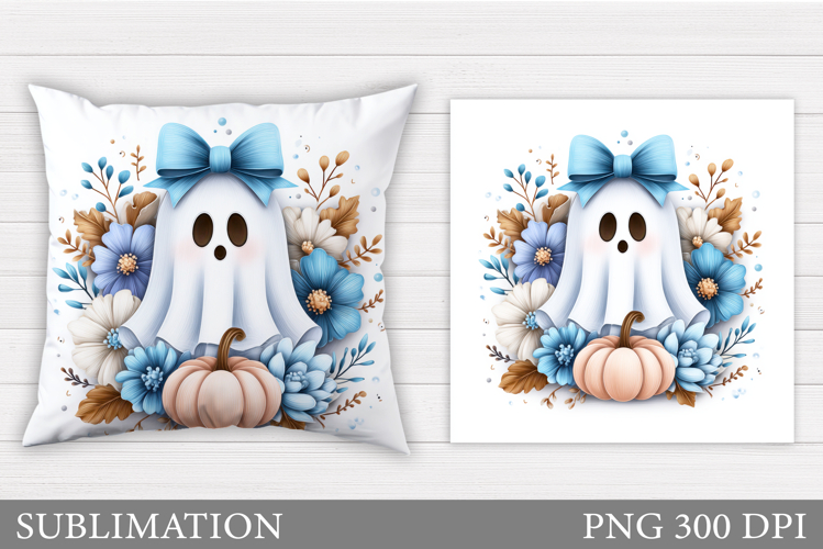 Cute Ghost Pillow Design. Halloween Ghost Pillow Sublimation