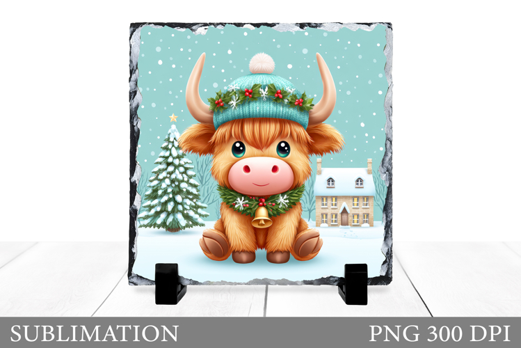 Christmas Cow Sublimation. Christmas Cow Slate Design