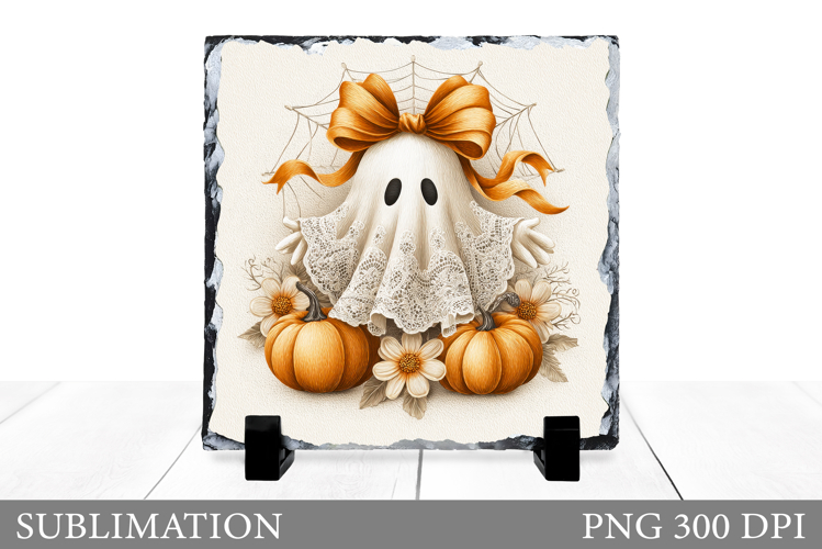 Cute Ghost Slate Design. Halloween Sublimation