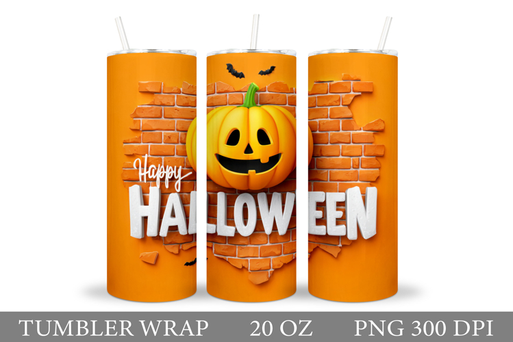 Scary Pumpkin Tumbler Design. Halloween Tumbler Sublimation