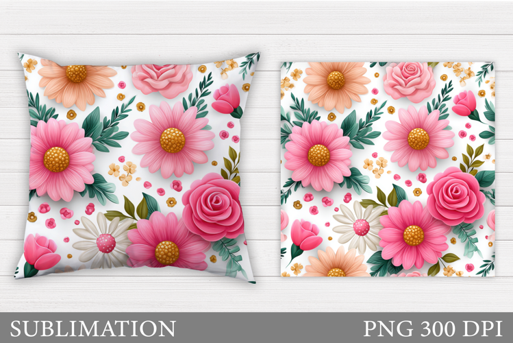 Flowers Pillow Sublimation. Floral Pillow Design