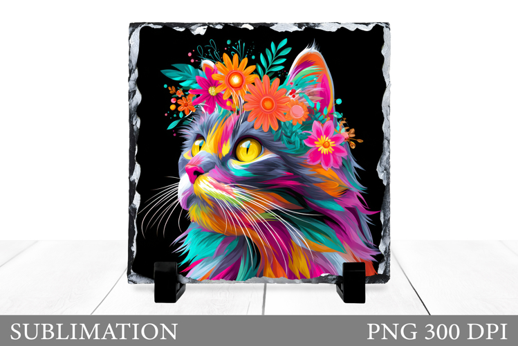 Cute Cat Sublimation. Cat Slate Sublimation