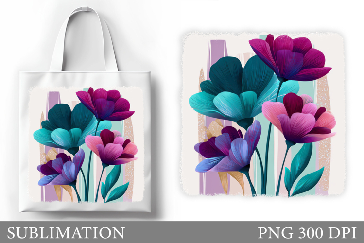 Flowers Tote Bag Design. Floral Tote Bag Sublimation