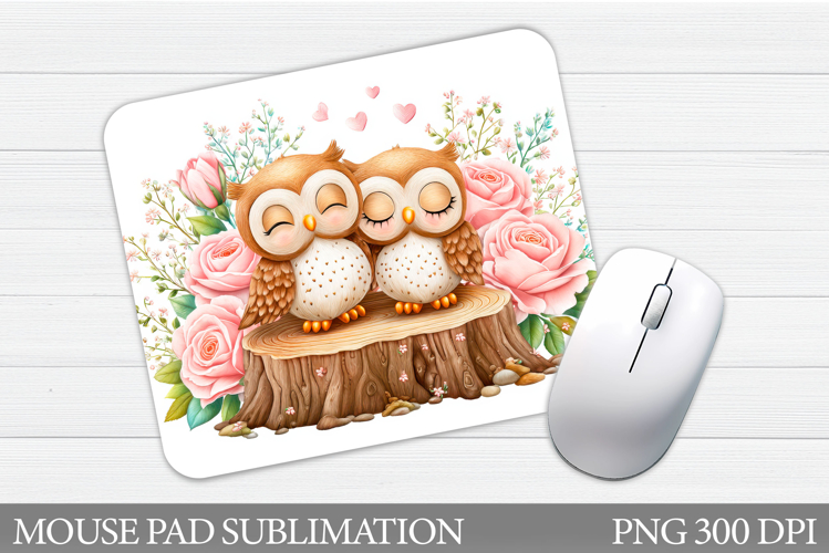 Owls Mouse Pad Design. Owls Flowers Mouse Pad Sublimation