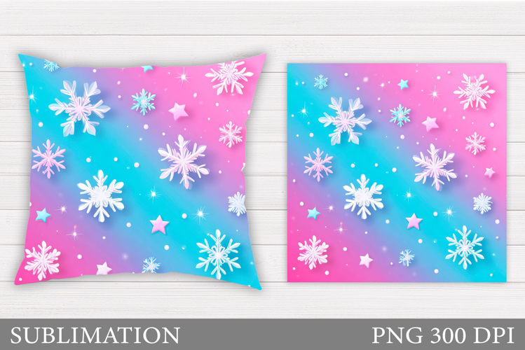 Snowflakes Pillow Design. Winter Pillow Sublimation