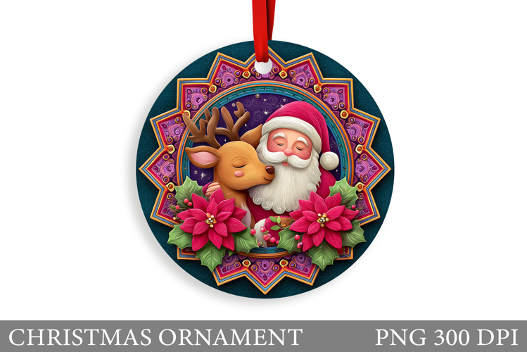 Cute Santa Claus Christmas Ornament. Santa Claus Sublimation