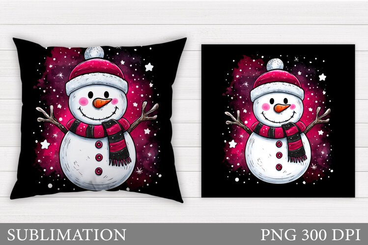 Cute Snowman Pillow Sublimation. Christmas Pillow Design example image 1