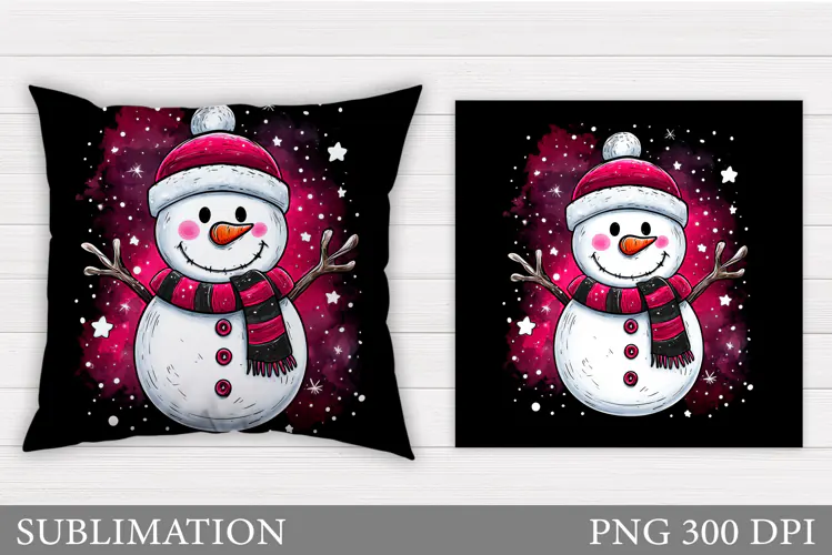 Cute Snowman Pillow Sublimation. Christmas Pillow Design