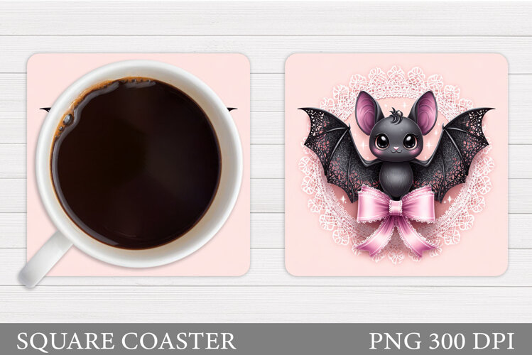 Bat Coaster Sublimation. Halloween Coaster Design example image 1