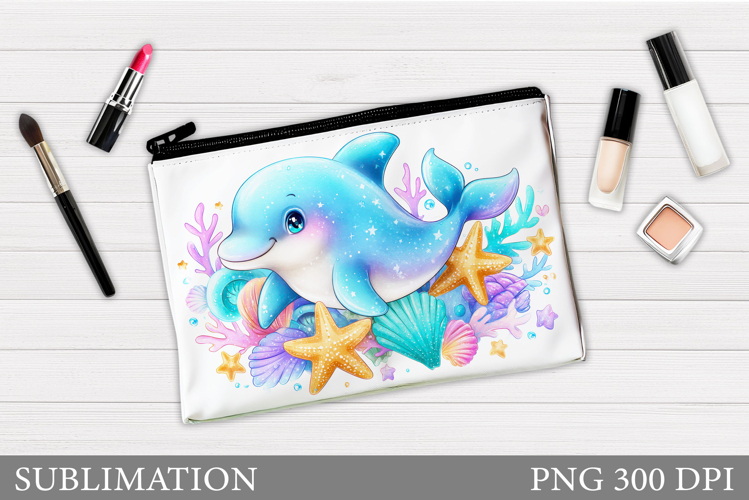 Dolphin Makeup Bag Design. Dolphin Cosmetics Bag Sublimation