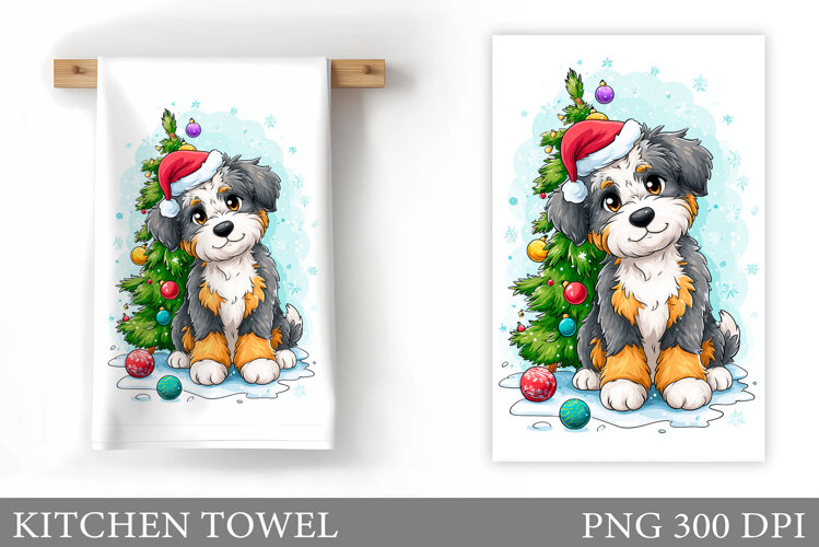 Christmas Dog Kitchen Towel. Christmas Kitchen Towel Design example image 1