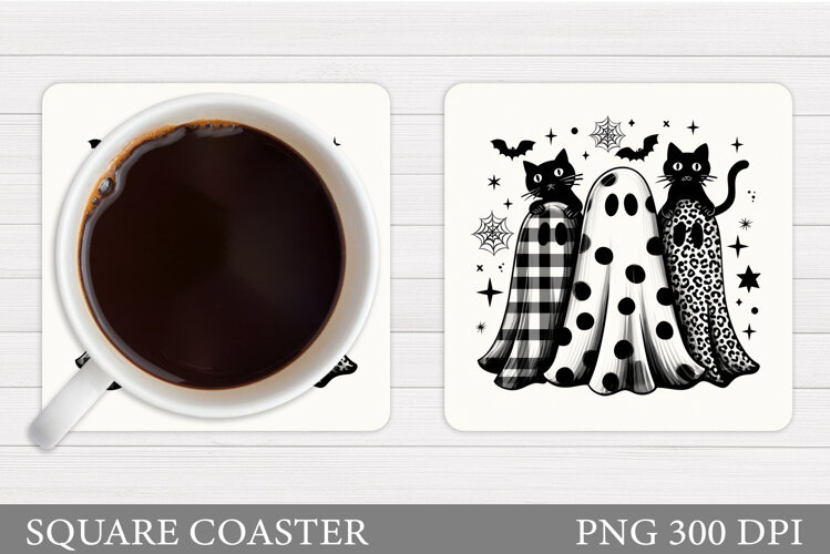 Ghost Coaster Design. Halloween Coaster Sublimation example image 1