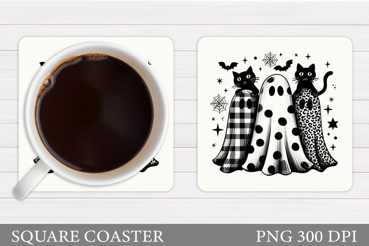 Ghost Coaster Design. Halloween Coaster Sublimation