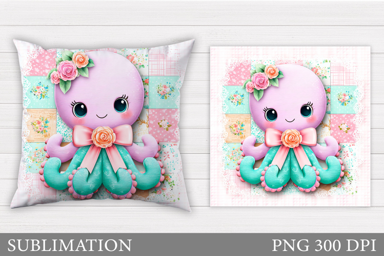 Cute Octopus Sublimation. Octopus Pillow Design