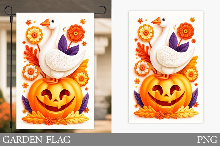 Halloween Goose Garden Flag Design. Halloween Garden Flag example image 1