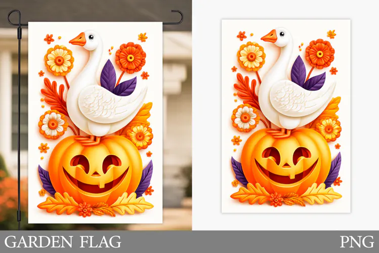 Halloween Goose Garden Flag Design. Halloween Garden Flag