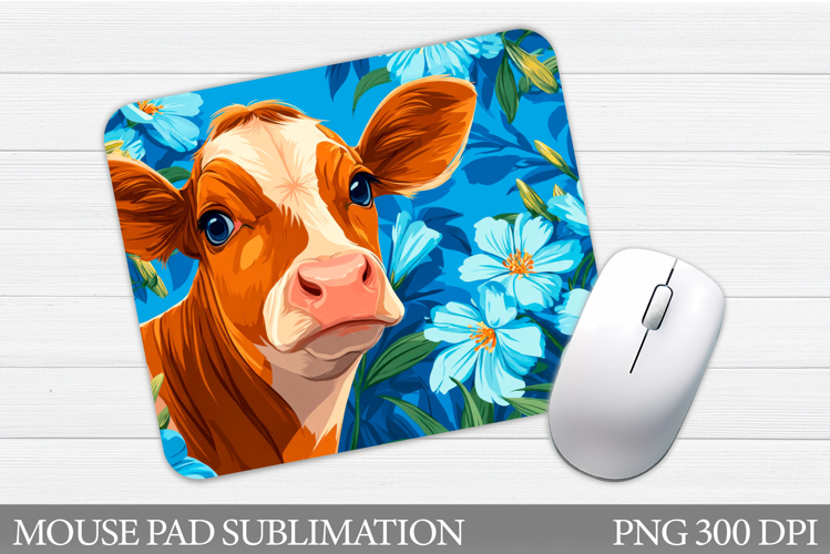 Cow Mouse Pad Design. Cute Cow Sublimation example image 1
