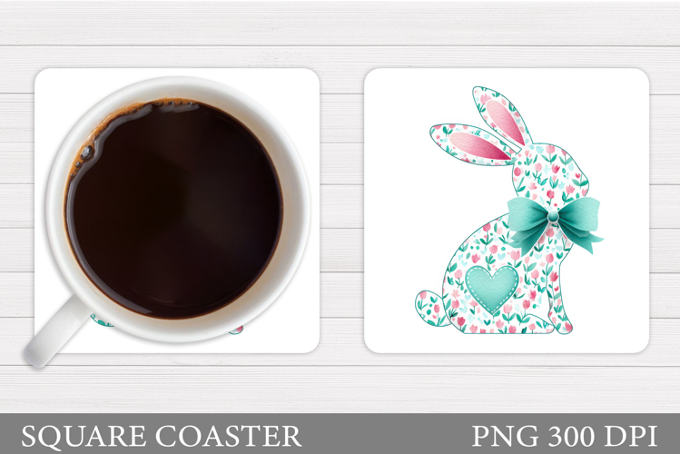 Cute Bunny Coaster Design. Spring Bunny Coaster Sublimation