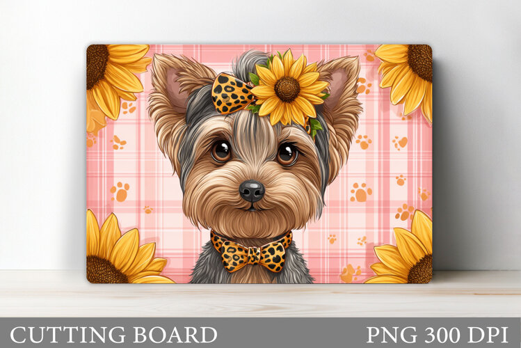 Cute Dog Cutting Board Design. Dog Flowers Cutting Board example image 1