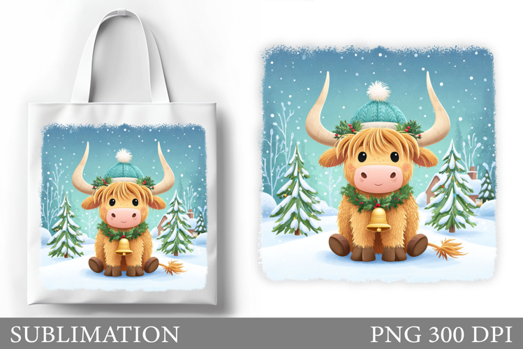 Christmas Cow Tote Bag. Christmas Tote Bag Sublimation